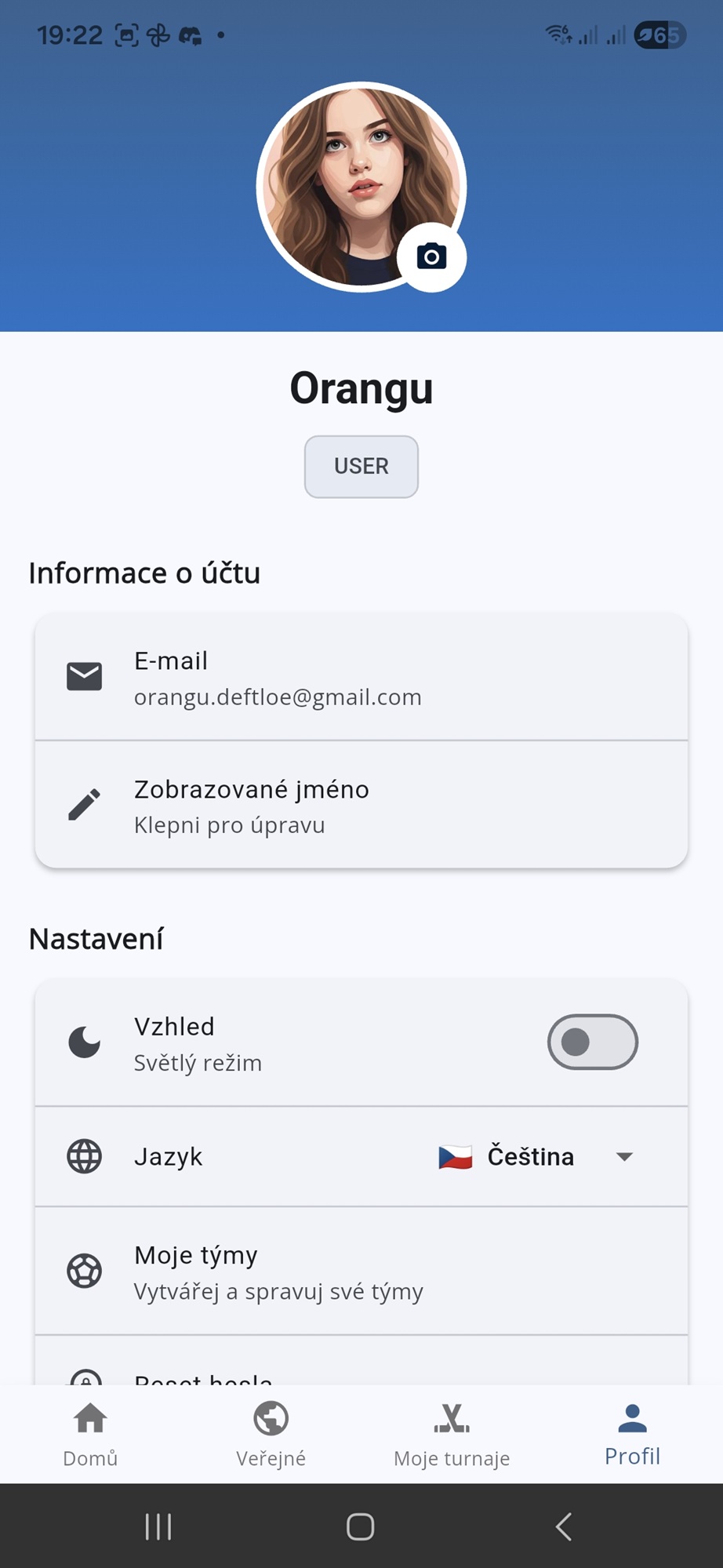 Profil – světlý režim